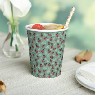 Forest Ladybugs Green Baby Shower Paper Cups
