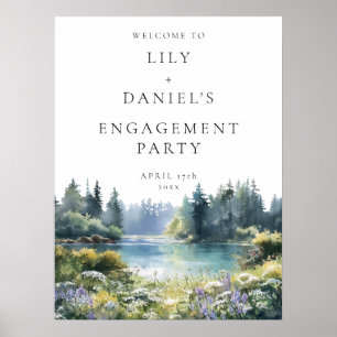 Forest Lake Floral Engagement Party Welcome Sign