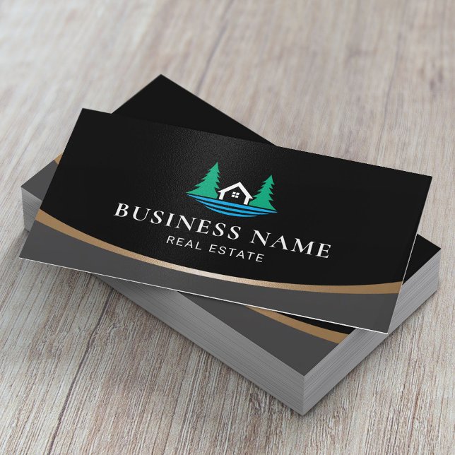 Forest Lake House Logo Real Estate Agent Realtor Business Card (Creator Uploaded)