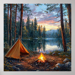 🏞️ Forest Lake Wall Art Nature Decor Gift 🌲