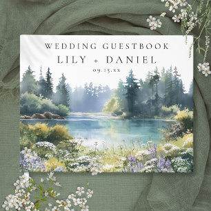Forest Lakeside Wildflowers Floral Wedding Guest Book