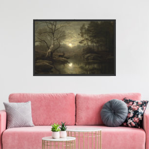 Forest Landscape by Moonlight Canvas Print