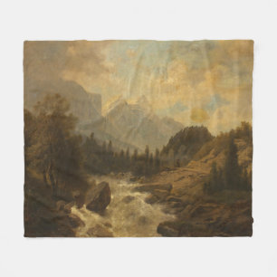Forest Landscape Scene (by Josef Kriehuber) Fleece Blanket