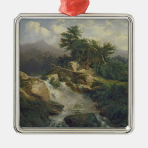 Forest Landscape with Waterfall Metal Tree Decoration
