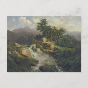 Forest Landscape with Waterfall Postcard