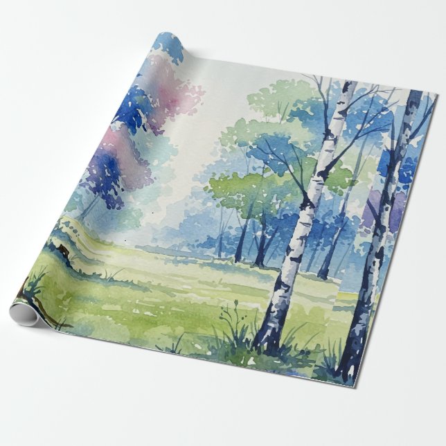 Forest landscape wrapping paper (Unrolled)