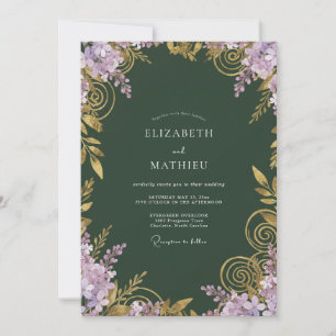 Forest Lavender Filigree Eucalyptus Wedding Invitation