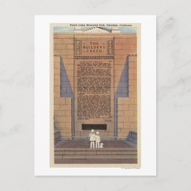 Forest Lawn Memorial Park, Builder's Creed Postcard (Front)