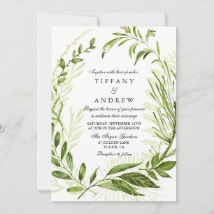 Forest Leaf Wreath Elegant Wedding Invitation
