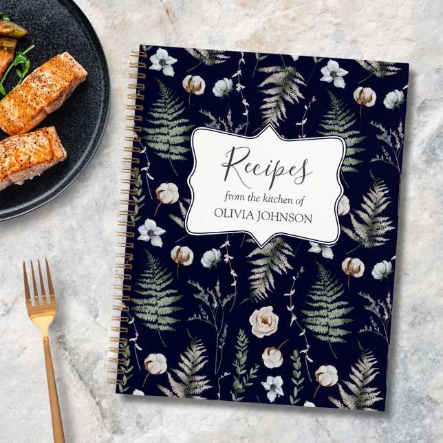 Forest Leaves Floral Botanical Recipe Cookbook Notebook (In situ)