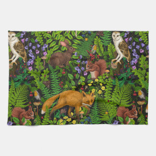 Forest life tea towel
