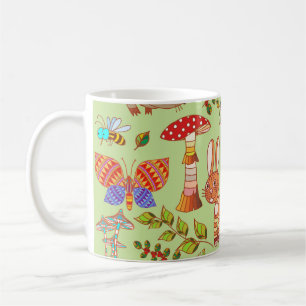 Forest Life: Vintage Flora Fauna Illustration Coffee Mug