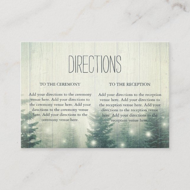 Forest Lights | Rustic Wedding Directions Enclosure Card (Front)