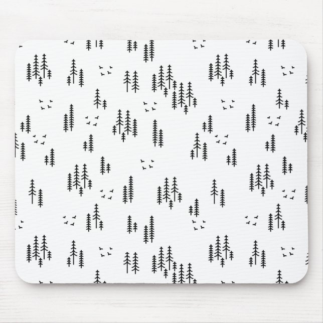 Forest Line Art Pattern Mouse Mat (Front)