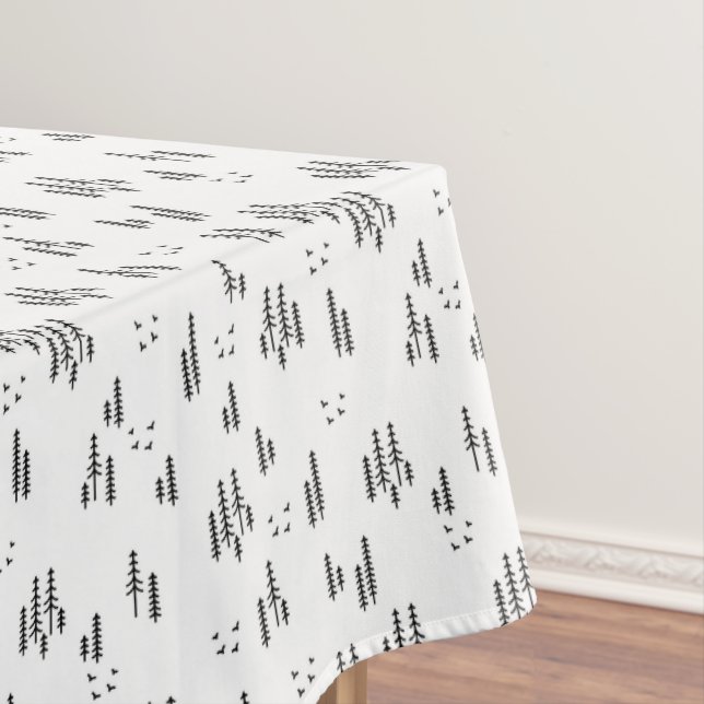 Forest Line Art Pattern Tablecloth (In Situ)