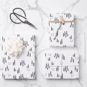 Forest Line Art Pattern Wrapping Paper Sheet