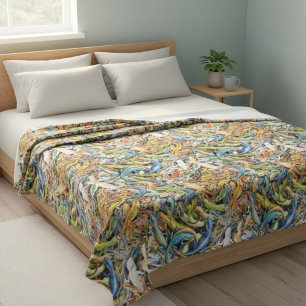 forest lizard clump fleece blanket