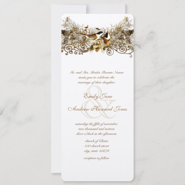 Forest Love Birds Chickadees Wedding Invitation (Front)