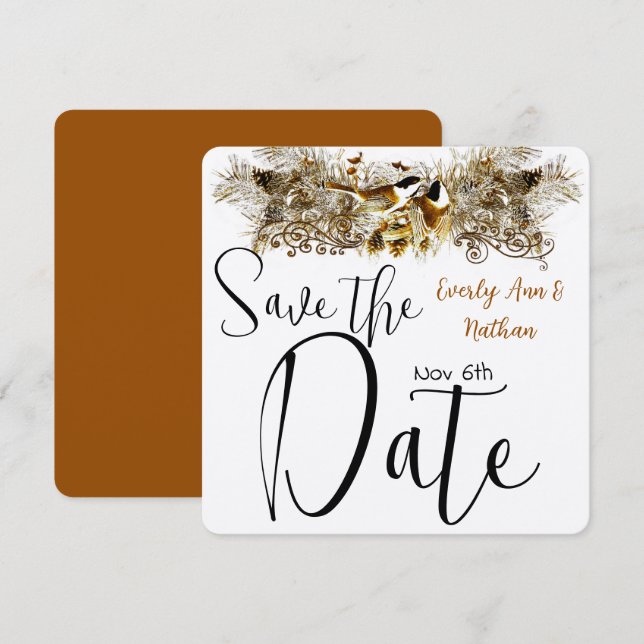 Forest Love Birds Chickadees Wedding Invitation (Front/Back)