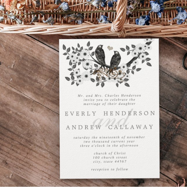 Forest Love Birds Wedding Invitation (Creator Uploaded)