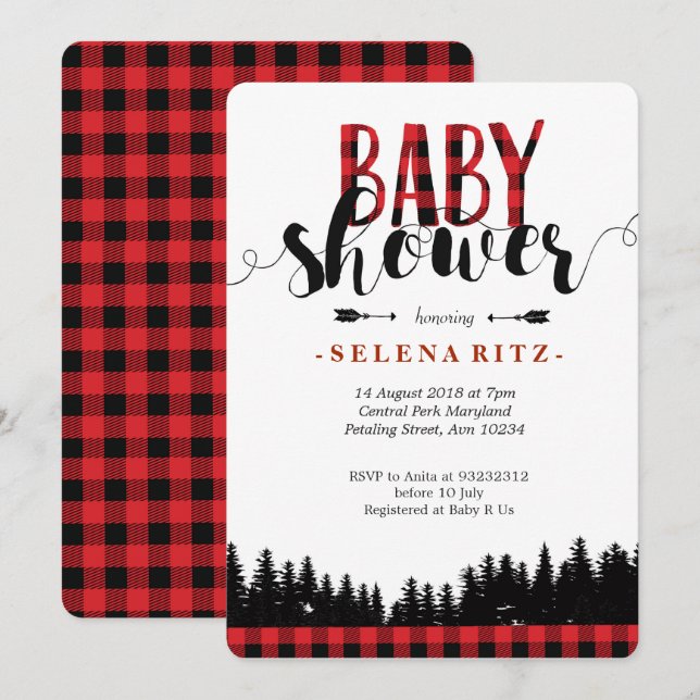 Forest Lumberjack Baby Shower Invitation (Front/Back)