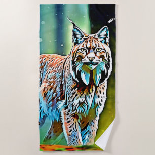 Forest Lynx Gaze Design Beach Towel