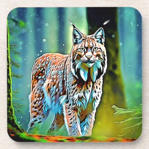 Forest Lynx Gaze Design Coaster