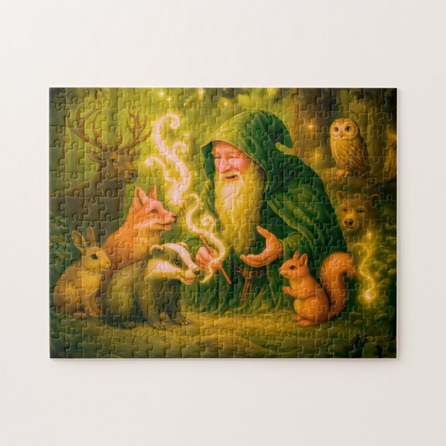 Forest mage speaking to animals in oil jigsaw puzzle (Horizontal)