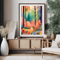 Forest Magic in Watercolor Poster 
