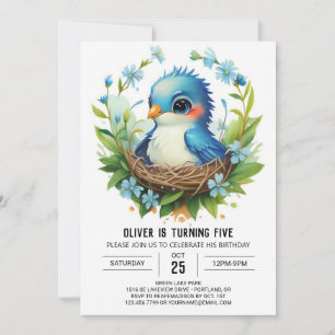 Forest Magical Chic Bird Birthday Invitation