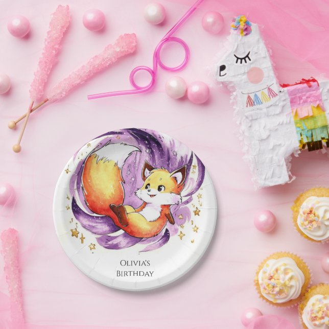 Forest Magical Fox Birthday Paper Plate (Party)