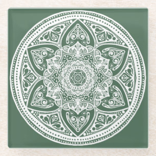 Forest Mandala Glass Coaster