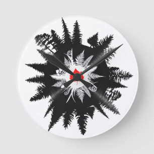 Forest Maple Plant Leaf Vinyl Records Tree Round Clock