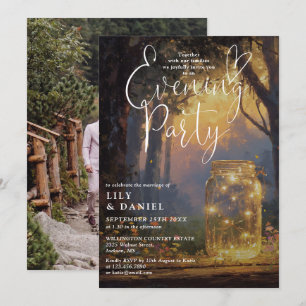 Forest Mason Jar Photo Wedding Evening Party  Invitation