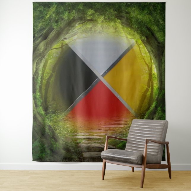Forest Medicine Wheel Extra Large Tapestry (In Situ)