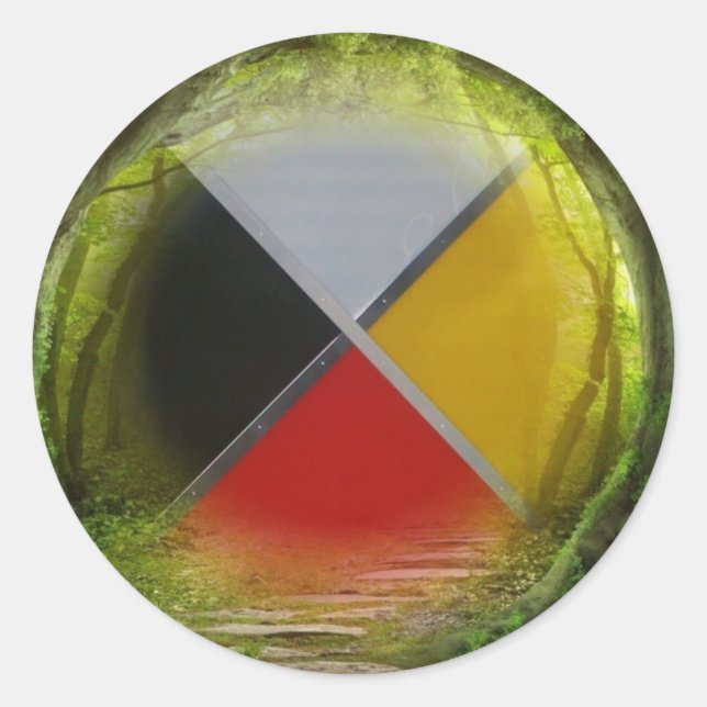 Forest Medicine Wheel Large Round Sticker (Front)