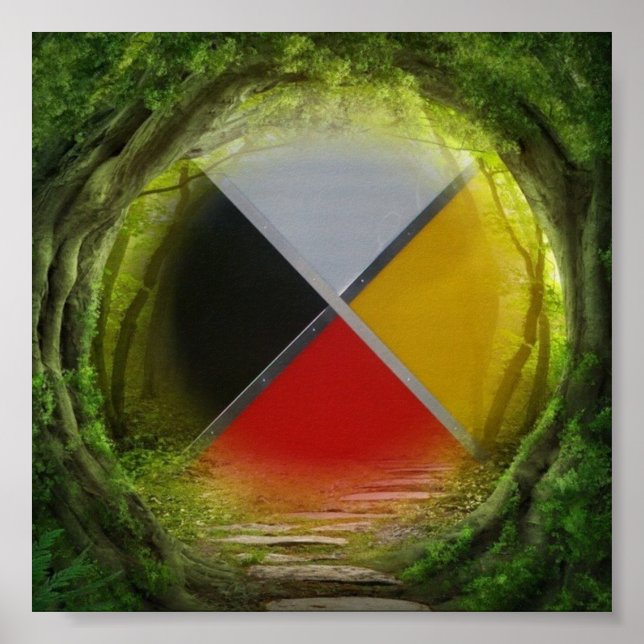 Forest Medicine Wheel Square Value Poster (Front)