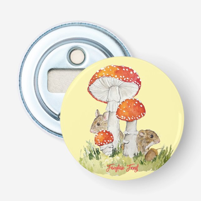 Forest mice and mushrooms bottle opener (Front)
