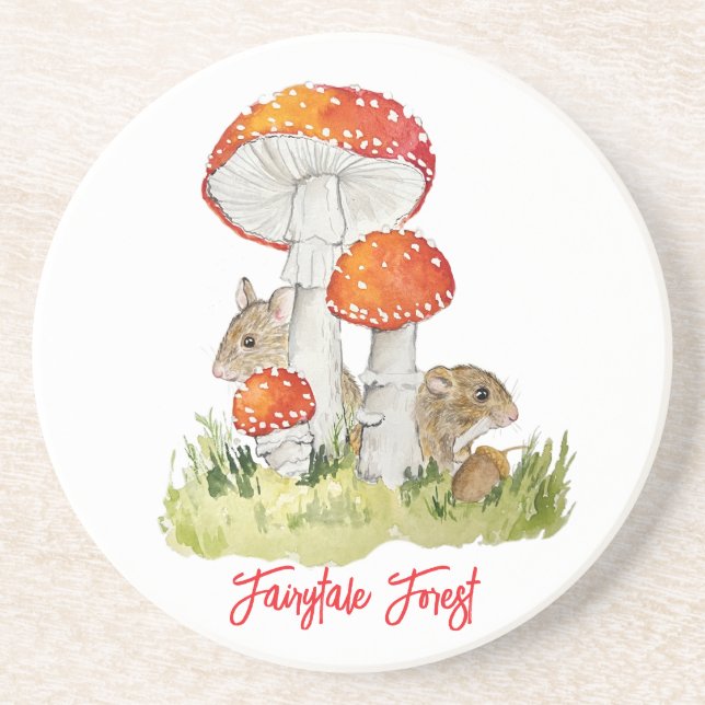 Forest mice and mushrooms coaster (Front)