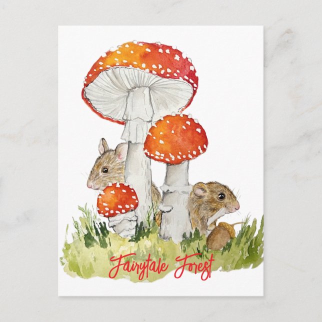 Forest mice and mushrooms postcard (Front)