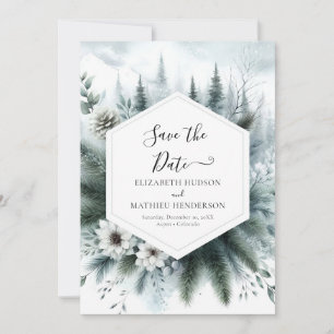 Forest Minimalist Mountain Wedding Save The Date