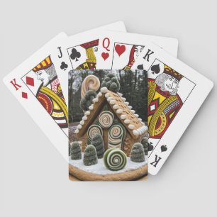 Forest Mint Gingerbread Cottage Playing Cards