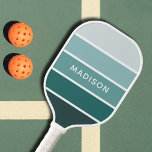 Forest Mist Colour Block Modern Personalised Name Pickleball Paddle<br><div class="desc">Forest Mist Colour Block Modern Personalised Name Pickleball Paddle features a simple,  colourful and modern design in a colour block pattern pattern in green hues with your personalised name in modern script typography. Perfect gift for Christmas,  birthday,  Mother's Day,  best friends,  sister and more. Designed by ©Evco Studio www.zazzle.com/store/evcostudio</div>