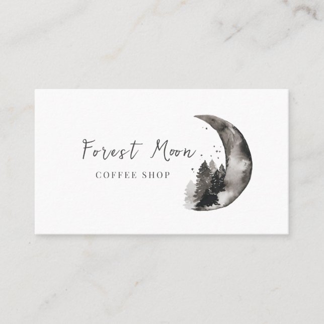 Forest Moon Coffee Shop Dark Spooky Business Card (Front)