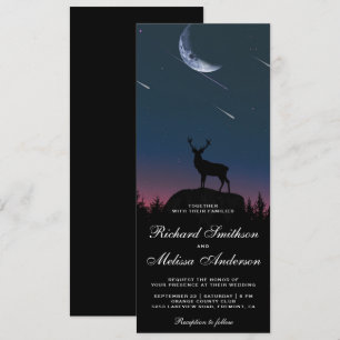Forest Moon Night Sky Shooting Stars Deer Wedding Invitation