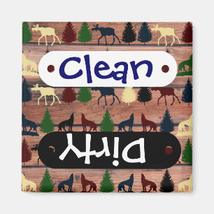 Forest Moose Wolf Wilderness Mountain Cabin Rustic Magnet