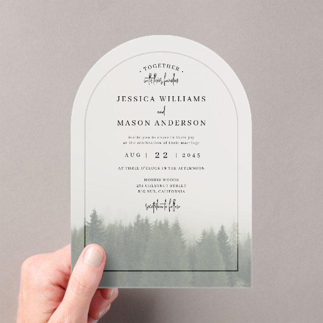 Forest Mountain Acrylic Wedding Invitation (Insitu (Handheld))