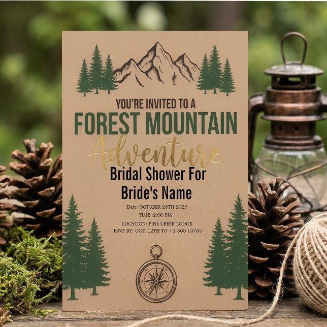 Forest Mountain Adventure Bridal Shower Invitation (Creator Uploaded)