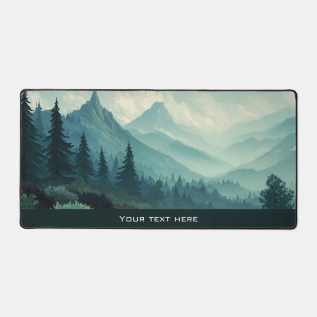 Forest Mountain Aesthetic Kawaii Nature Style Desk Mat (Front)