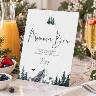 Forest Mountain Baby Shower Moms Bar Pedestal Sign
